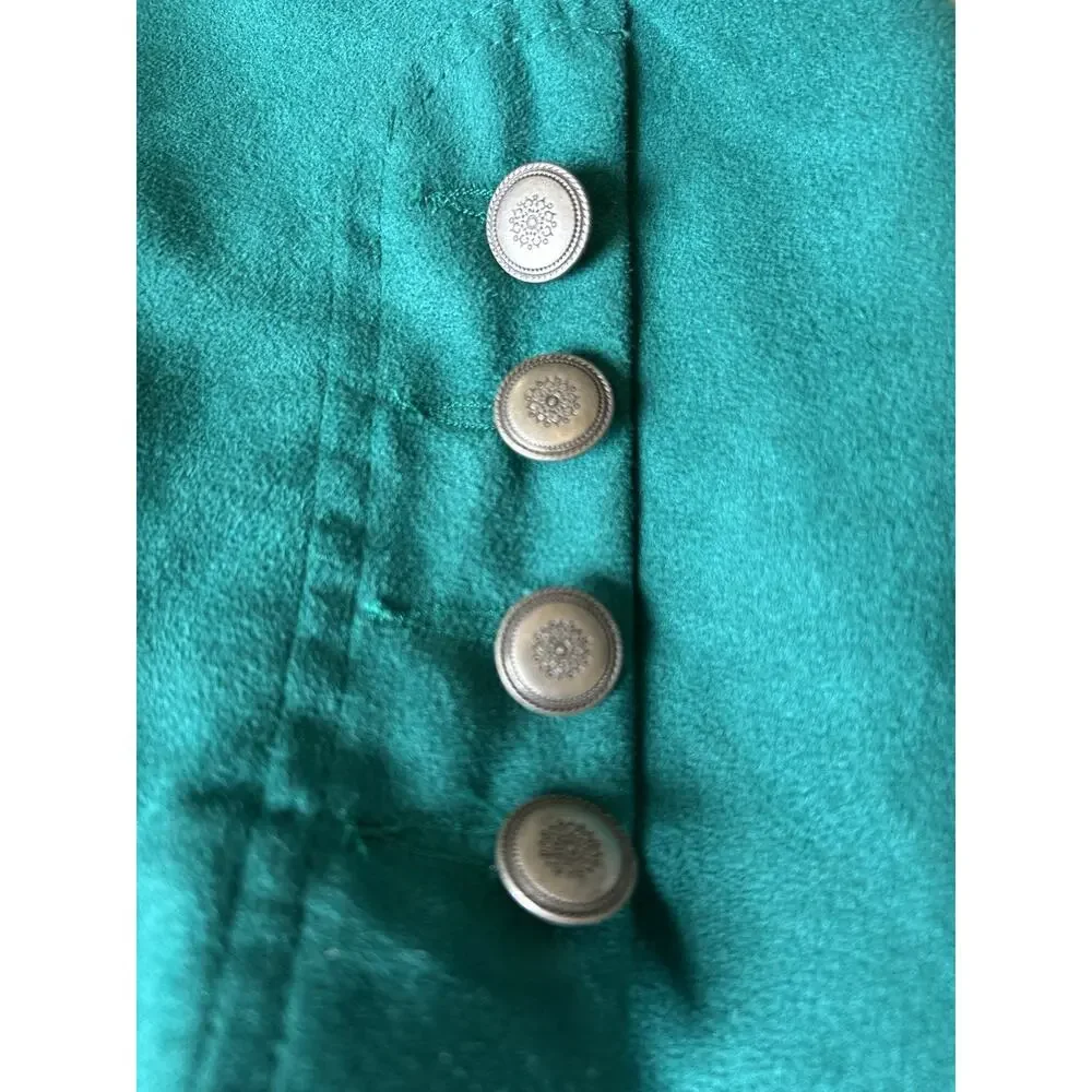 VTG 80s faux suede Coat Emerald Green Jacket Asian Blazer Office Soft Comfy 18W